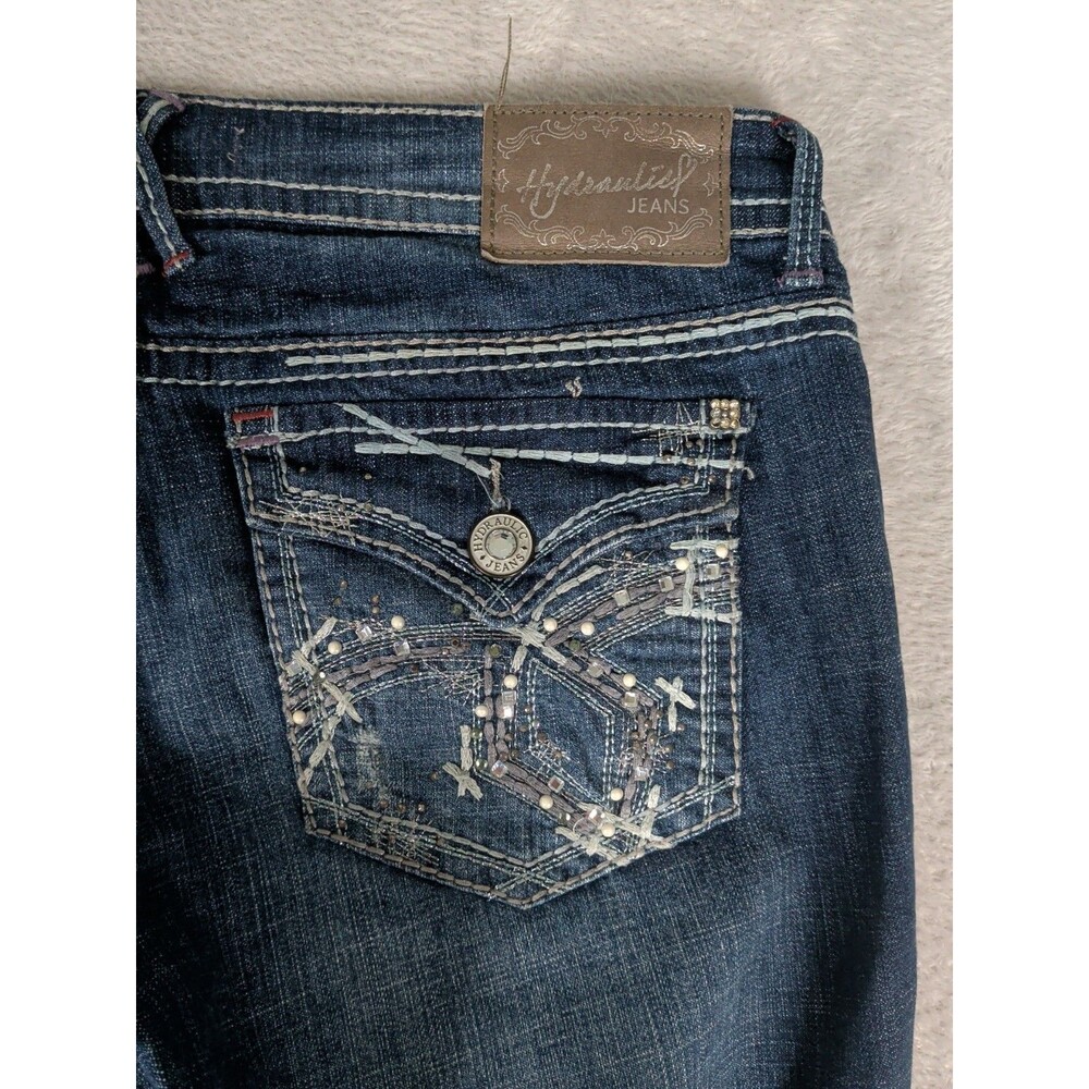 Hydraulic Gramercy Bootcut Jeans Women's 10 Rhinestone Stretch Denim Y2K Flap